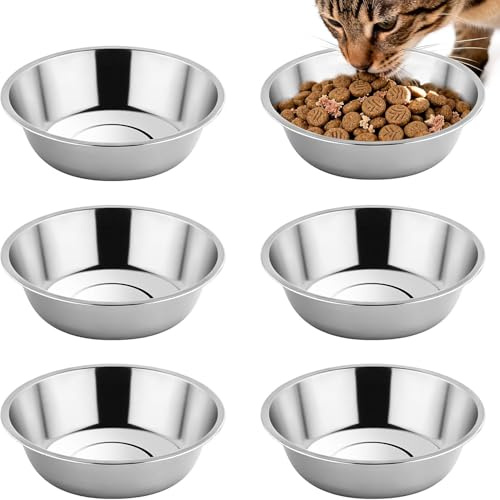 6 Stück Katzennapf Edelstahl,Fressnapf Katze Futternapf Katzen 5,5 Zoll Wassernapf Katzenschüssel Futterschale Katzenteller Katzennäpfe für Katze und Kleine Hunde