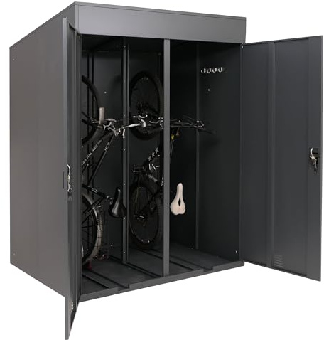 PROREGAL 2er-Fahrradgarage | HxBxT 213x158x125cm | Fahrradbox Fahrradunterstand | Anthrazit | abschließbar Metall