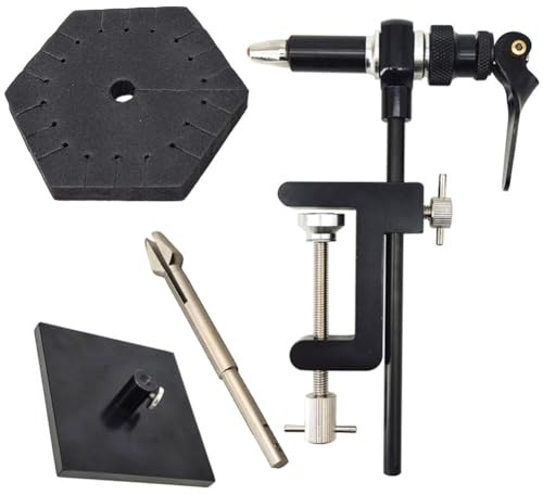 Hoppipola Fly Tying Vise with for 360° Rotating Clamp, Steel Fishing Fly Tying Base Hooks 2/0-24#, Table Mount Vice DIY Lure Making Black