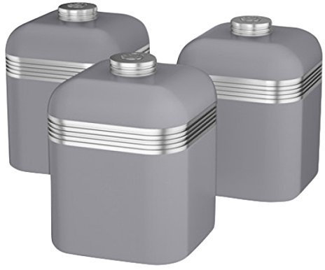Swan Products Retro Canisters, Grey, Set of 3 by Swan Products