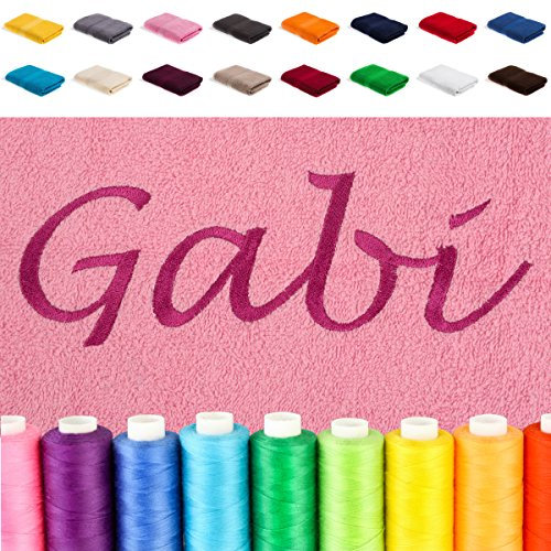 EllaTex Besticken Sie Handtuch mit Namen oder mit Wunschtext Bestickt, Farbe:Brombeere; Größe:Duschtuch 70x140 cm