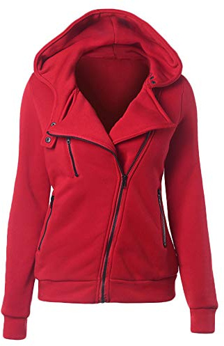 Yonglan Donna Felpe con Cappuccio Giacca Cerniera Obliqua Hoodie Giacche Maglione Cappotto