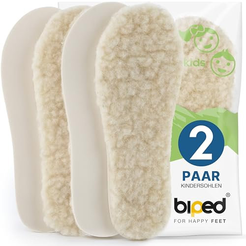 biped 2 Paar Kinder Lammwollsohlen - Extra dicke Wintersohlen - Wärmende Einlegesohlen für alle Kinderschuhe und Stiefel z1021(24-25)