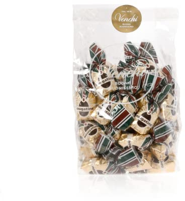 Venchi Nougatine, Cioccolatini in Sacchetto 300g - Granella di Nocciola Caramellata Ricoperta di Cioccolato Fondente - Senza Glutine