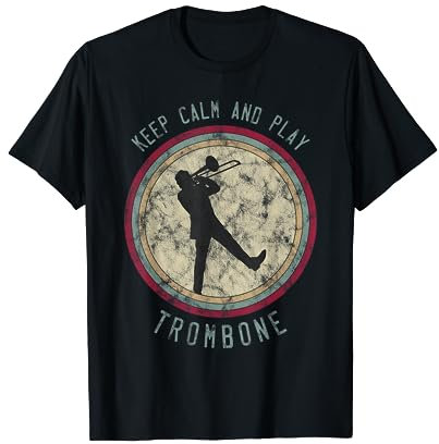 Keep Calm Posaunen Retro T-Shirt | Jazz Swing Musiker T-Shirt