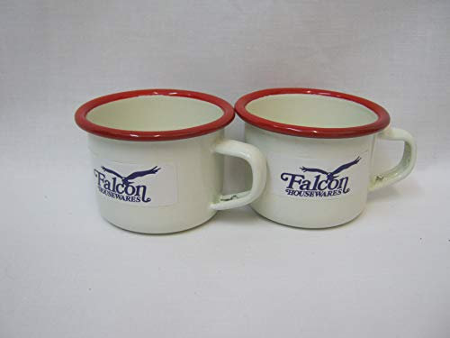 Falcon Housewares 6cm Cream with Red Trim Enamel Espresso Mug (2) …