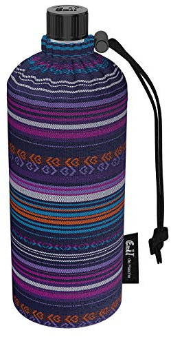 Emil Trinkflasche aus Glas für Mädchen & Jungen isolierte Glasflasche für Schule, Freizeit, Sport: Kinder & Eltern BIO Viola 0,4l