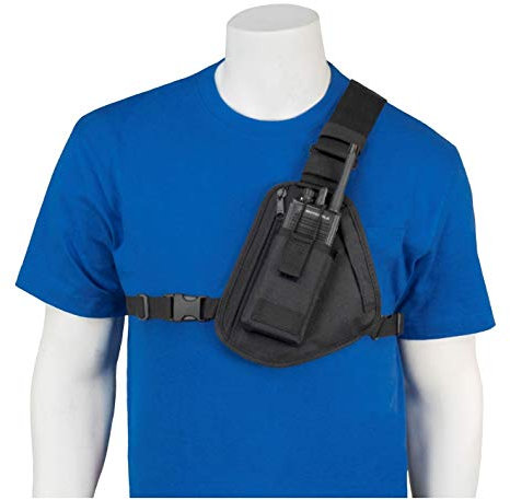 HOLSTERGUY RCH-100 Radio Chest Harness Chest Pack Shoulder Radio Holster with Single Radio Pouch for Motorola Handheld Two-Way Radios and Walkie Talkies RCH-100 Made in USA