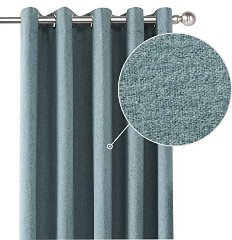 COASTLINE Luna brushed blackout eyelet curtains Duckegg Teal thermal insulated window treatment 2 panels blinds floor curtains for bedroom,Livingroom,Kids nursery room Width 90 x Drop 90