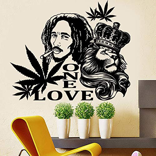 Bob Marley Cooler Löwe Zion Hanf Reggae Wandkunst Aufkleber/Aufkleber/Wandbild 80 * 67Cm