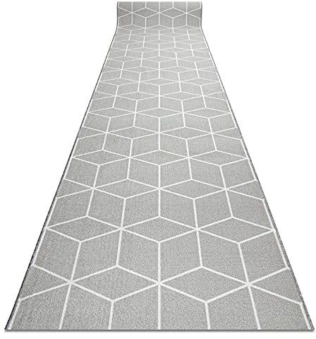 rugsx Läufer Antirutsch Cube Würfel, Gummi grau 110x240 cm