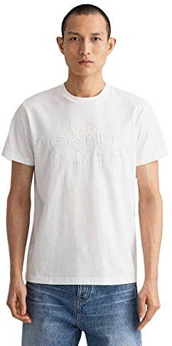 GANT Men's D.1 Tonal Archive Shield T-Shirt T-Shirt, Eggshell, M