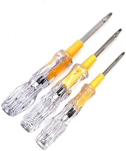 Set of 3 Electric Tester Screwdrivers, Dual Sided Flat and Star, Different Sizes Electric Tester, Precision Screwdrivers, Sockets and Computers (3PC Electrical Mains Voltage Tester)