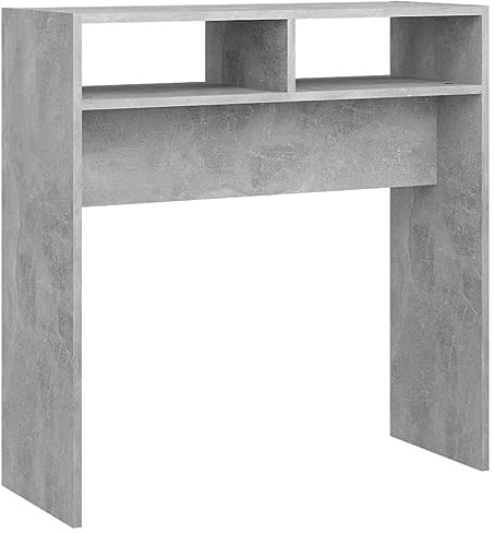 vidaXL Mesa Consola Entrada Acento Pasillo Vestíbulo Recibidor Auxiliar Decoración Hogar Casa Escritorio de Contrachapada Gris Hormigón 78x30x80 cm