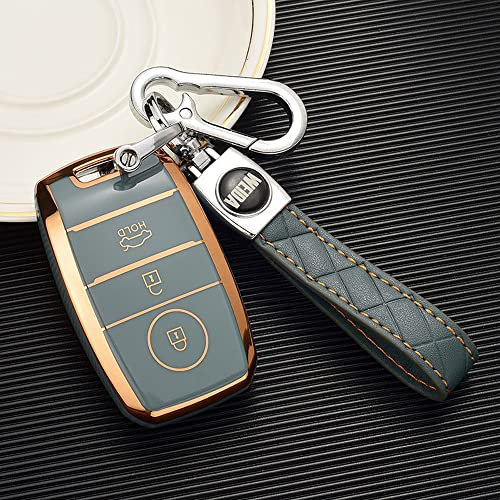 ontto Autoschlüssel Hülle Passt für Kia Rio 5 Sportage Ceed Cerato K3 KX3 K4 K5 Sorento Optima Cerato Picanto Fernbedienung Cover Schlüsselanhänger TPU Schutzhülle Schlüsselcover Schlüsselbox-Grau