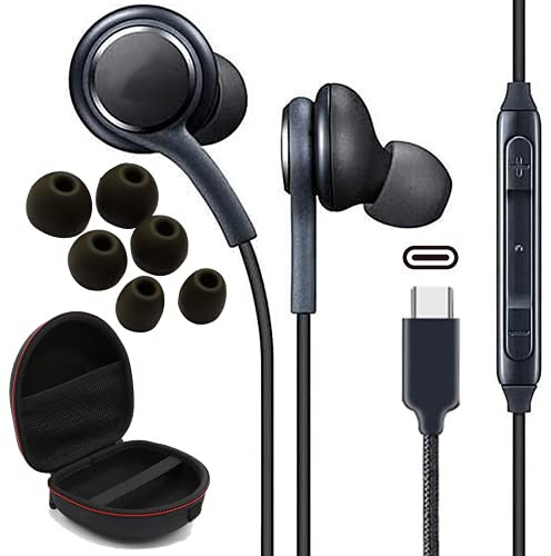 kolodosa Cuffie Galaxy Auricolari per Samsung usbc Auricolari USB c con microfono Tipo c Auricolari Wired audiofonos S21 s20 fe Note 90 Plus s21+ Pieghevole Z Wired Originale Nero