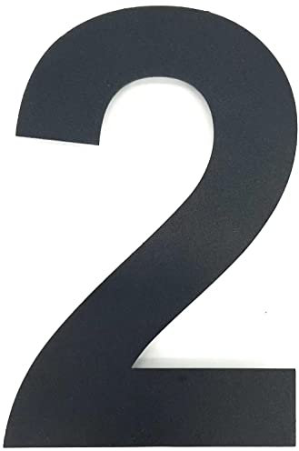 CAVATINY Hausnummer in Tiefschwarz RAL 9005 aus massivem Edelstahl - Schriftart Arial - Feinstruktur Pulverbeschichtung - inkl. Montagematerial - Höhe 20cm - Ziffer 2