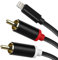 WORLDBOYU Lightning-auf-Cinch-Kabel, Audio-Aux-Adapter, Stereo-Y-Splitter-Adapter für ausgewählte iPhone-iPad-Modelle für Endstufe, Auto, Heimkino, Lautsprecher und mehr, Silber, 6 m
