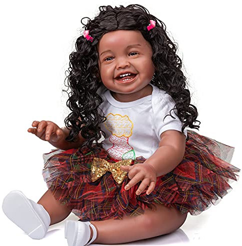 Enjoy with Love Neue 68 cm Reborn Kleinkind Prinzessin Mädchen Riesige Babypuppe Handgefertigt Beliebte Mila Unsere Glückliche Babypuppe Hochwertiges Geschenk in Schwarzer Haut
