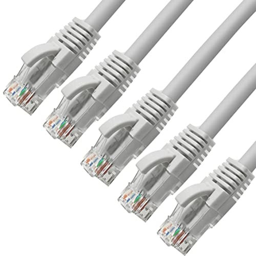 D.Square - 5 Piezas Cable Ethernet Internet LAN 1m, Cat.6 U/UTP Gris, Cable de Red LSOH, Conector Rj45, 1 GB/S, Ideal para Router/Móderms, Switch, Repetidor, Ordenador, Portátil, Red Locales.