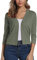 EXCHIC Femmes Elegant Manches 3/4 Ouvert Devant Boleros Cardigan Gilet (XXL, Claire Olive Vert)
