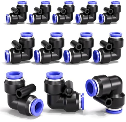 Bwintech Lot de 12 raccords pneumatiques coudés à 90 degrés 8 mm, 2 voies en plastique à dégagement rapide PV Air Line adaptateur