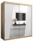 MEBLE KRYSPOL Rhomb180 Schlafzimmerschrank mit Zwei Schiebetüren, Spiegel, Kleiderstange und Regalen – 180x200x62cm - Sonoma + Mattweiß