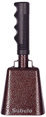 22,9 cm Kuhglocke mit Griff Jubelglocke für Sportveranstaltungen große solide Schulglocken & Glockenspiel Percussion Musikinstrumente Rufglocke Alarm (Retro Kupfer) (1 Pack)