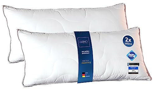 LILENO HOME 2er Set Kopfkissen 40x80 cm für erholsamen Schlaf, kochfest bis 95 Grad und antibakteriell ausgerüstet, Allergiker geeignet