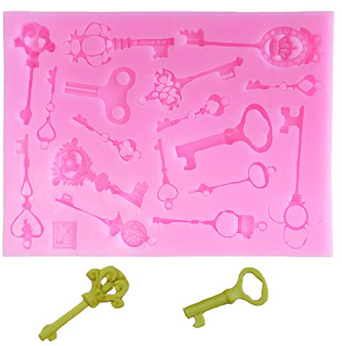 Vintage Key Silicona Moldes, Molde Fondant Vintage DIY, Molde de Fondant con Patrón de Llave, para Fabricación de Pasteles, Decoración de Galletas