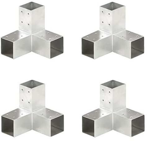Gecheer 4 STK. Pfostenverbinder Balkenschuh Holzverbinder Eckverbinder Pfostenecke Balken Verbinder Feuerverzinkt Y-Form Verzinktes Metall 71 x 71 mm