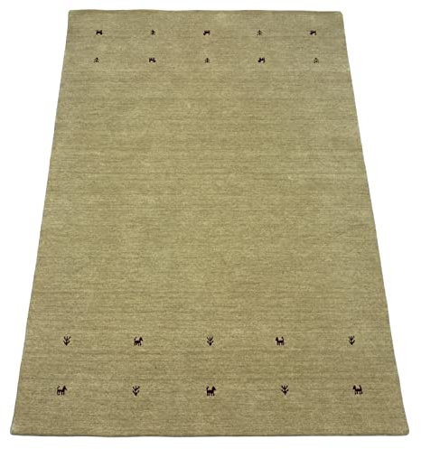 Gabbeh Beige Teppich 100% Wolle einfarbig gefärbt Handgewebt G84