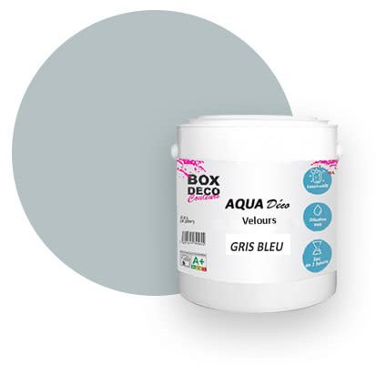 BOX DECO COULEURS Peinture murale acrylique aspect velours Aqua Déco - 2,5L, Gris Bleu