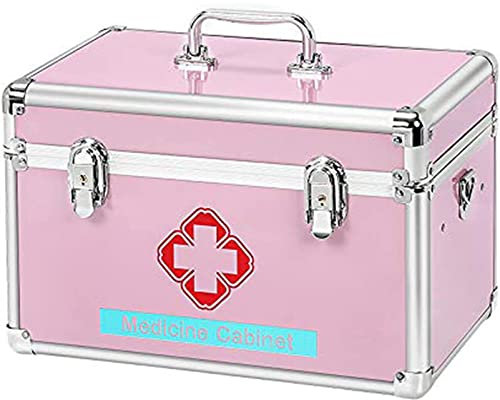 HSRG Abschließbare Medizinschrank-Erste-Hilfe-Kit-Box, Multi-tragbare Schichten-Aluminium-Erste-Hilfe-Kit, Notfall-Medizin-Box-Container Für Zuhause, Reisen, Camping, Büroarbeitsplatz
