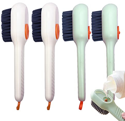 4PCS Shoe Brush for Cleaning, Soft Bristle Cleaning Brush, Automatic Liquid Adding Laundry Brushes, Multifunctional Liquid Shoe Brush Cleaning Shoes Canvas Cleaner Laundry Stain Brush