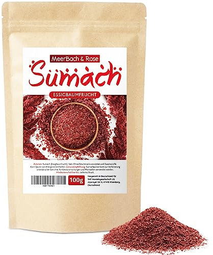 Sumach Gewürz, 100g Sumak Gewürz türkisch, orientalisches Sumac, Essigbaumgewürz, Meerbach & Rose, natürlich ohne Farb- und Zusatzstoffe, in Deutschland von Hand abgefüllt