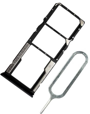 MMOBIEL Dual SIM Card Slot Tray Holder Replacement Compatible with Xiaomi Redmi 12C - Incl. Rubber Gasket and Sim Pin - Black
