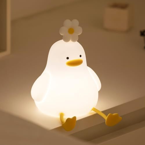 KinYiLO Cute Duck Night Light for Kids – Soft Silicone Rechargeable Baby Nursery Lamp with 30-Minute Timer, Portable Ambient Bedside Light for Toddler Girls & Boys, Gentle Glow Sleeping Companion