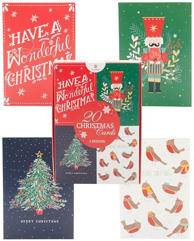 UK Greetings Weihnachtskarten für Ihn/sie/Freund, 4 festliche Designs, 20 Stück