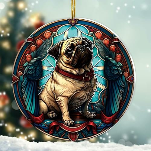 Mops-Geschenke für Mops-Liebhaber Frauen – Mops-Weihnachtsschmuck 2025 Andenken, Mops-Ornamente für Weihnachtsbaum, Mops-Ornament Hund Weihnachtsdekorationen