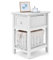 CASART Bedside Table, 2-Tier Nightstand End Table with 1 Storage Drawer and 1 Basket Drawer, Wooden Sofa Side Table for Living Room Bedroom Office (1, White)