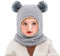 UQTUKO Kinder Wintermütze, Baby Wintermütze Mädchen Jungen Strickmütze mit Bommel Samtfutter Schlupfmütze Baby Beanie Hüte Balaclava Thermische Kapuzenschal für Babys Kinder, Grau