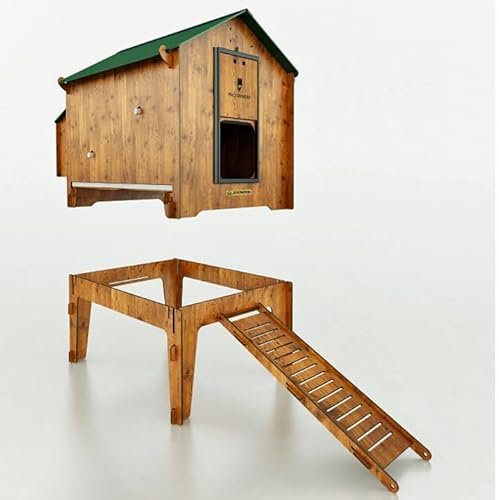 JOSTechnik -Hühnerstall Polly Classic Lift L auf Sockel um ca. 50 cm vom Boden erhöht für 4-6 Hühner aus HPL (L/B/H 83x136x137)
