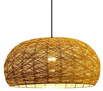 THAELY Lampe À Suspension en Rotin Luminaire Suspendu en Ficelle en Matériaux Naturels Montage Au Plafond De Luminaires De Style Vietnamien Bar Café Salon Bohême Luminaire Lampe