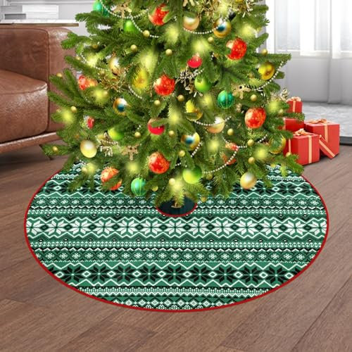 Treer Weihnachtsbaum Rock, Unterlage für Weihnachtsbaum Weihnachtsbaum Decke Christbaumdecke Rund Weihnachtsbaum Deko Weihnachtsbaumdecken Weinachtsdeko (Durchmesser 90cm,Grün E)
