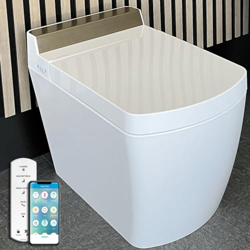 Inodoro Inteligente de Estilo Japonés Kobe sin tanque de agua | Limpieza con chorro de agua | Secado aire caliente | Mando a distancia y app | Salida a pared.