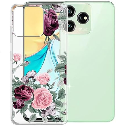 KJYFOANI Handyhülle für ZTE Blade V50S Hülle, Transparent Bumper Case Weiche Silikon TPU Tasche Cover, Stoßfeste Kratzfeste Schale Schutzhülle für ZTE Blade V50S (6.60) - Rose Flower