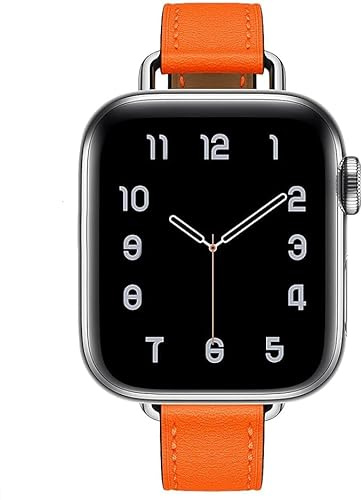 Fsavlroy Slim Bracelet,Compatible avec Apple Watch 38mm 40mm 41mm 42mm 44mm 45mm 46mm 49mm,Fin Cuir Véritable Femme Bracelet Remplacement pour iWatch Series Ultra 2/Ultra 10/9/8/7/6/5/4/3,SE