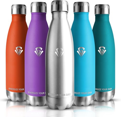 Grsta Gourde - Gourde Isotherme - 500ml - Bouteille Isotherme, sans BPA, Gourde INOX Reutilisable, Gourde Enfant & Adulte pour Sport, Gym, école, Voyage