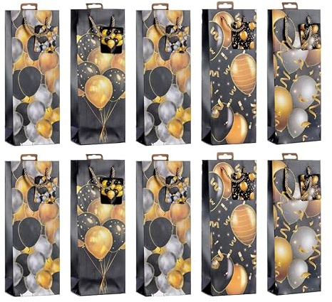 Laro Premium Weinflaschentüten Geschenkverpackung Blumen 10-100 Stk, Anzahl:10, Muster Tüten:Glitter